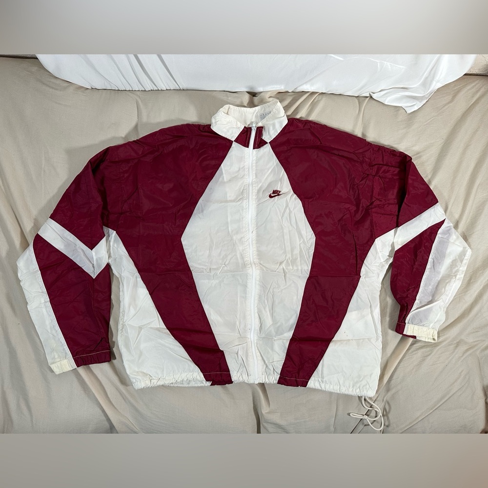 Nike Vintage 90s Track Jacket Nylon Windbreaker Burgundy Cream XXL S50812